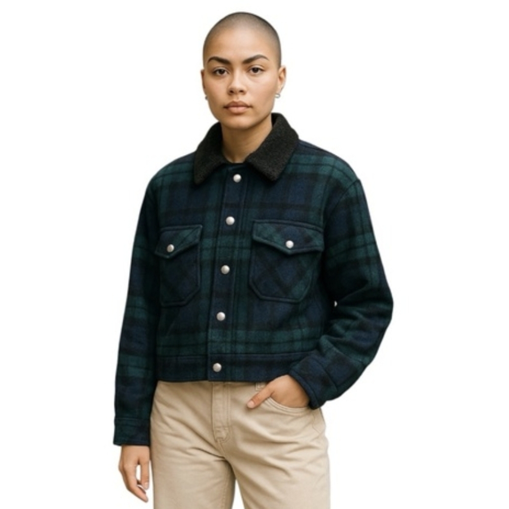 Blank NYC Brushed Tartan Plaid Jacket *Flaw*